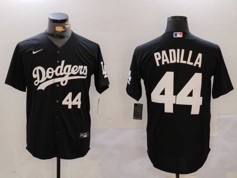 Men%27s Los Angeles Dodgers #44 Vicente Padilla Number Black Cool Base Stitched Jerseys